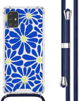 Imoshion Design hoesje met koord voor de Samsung Galaxy A51 - Cobalt Blue Flowers Connect Meerkleurig - 6.5