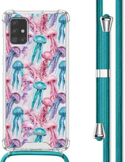 Imoshion Design hoesje met koord voor de Samsung Galaxy A51 - Jellyfish Watercolor Meerkleurig - 6.5