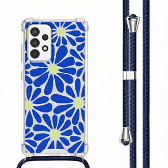 Imoshion Design hoesje met koord voor de Samsung Galaxy A53 - Cobalt Blue Flowers Connect Meerkleurig