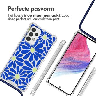 Imoshion Design hoesje met koord voor de Samsung Galaxy A53 - Cobalt Blue Flowers Connect Meerkleurig