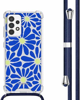 Imoshion Design hoesje met koord voor de Samsung Galaxy A53 - Cobalt Blue Flowers Connect Meerkleurig