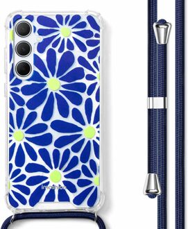 Imoshion Design hoesje met koord voor de Samsung Galaxy A55 - Cobalt Blue Flowers Connect Meerkleurig