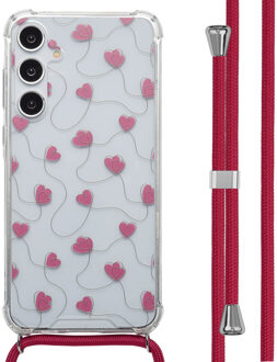 Imoshion Design hoesje met koord voor de Samsung Galaxy A55 - Dusty Rose Connected Hearts Meerkleurig