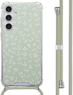 Imoshion Design hoesje met koord voor de Samsung Galaxy A55 - Smoke Green Flowers Meerkleurig