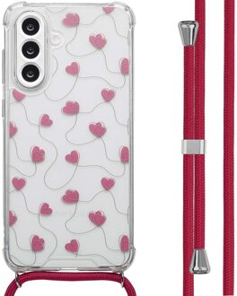 Imoshion Design hoesje met koord voor de Samsung Galaxy A56 - Dusty Rose Connected Hearts Meerkleurig