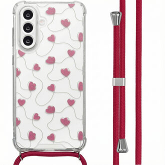 Imoshion Design hoesje met koord voor de Samsung Galaxy A56 - Dusty Rose Connected Hearts Meerkleurig