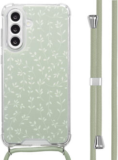 Imoshion Design hoesje met koord voor de Samsung Galaxy A56 - Smoke Green Flowers Meerkleurig