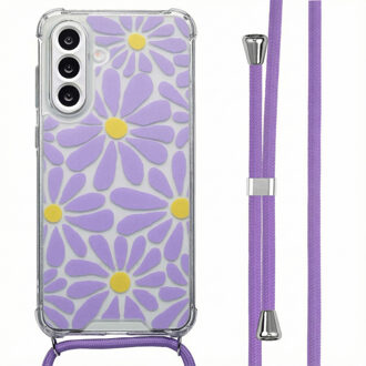 Imoshion Design hoesje met koord voor de Samsung Galaxy A56 - Tropical Violet Flowers Connect Meerkleurig
