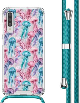 Imoshion Design hoesje met koord voor de Samsung Galaxy A70 - Jellyfish Watercolor Meerkleurig - 6.7