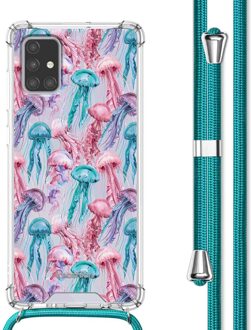 Imoshion Design hoesje met koord voor de Samsung Galaxy A71 - Jellyfish Watercolor Meerkleurig - 6.7