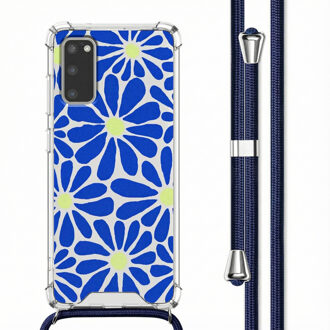 Imoshion Design hoesje met koord voor de Samsung Galaxy S20 - Cobalt Blue Flowers Connect Meerkleurig - 6.3