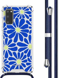 Imoshion Design hoesje met koord voor de Samsung Galaxy S20 - Cobalt Blue Flowers Connect Meerkleurig - 6.3