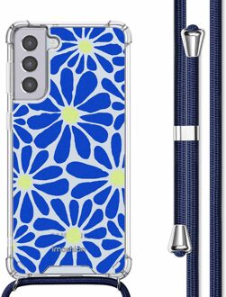 Imoshion Design hoesje met koord voor de Samsung Galaxy S21 - Cobalt Blue Flowers Connect Meerkleurig