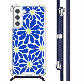 Imoshion Design hoesje met koord voor de Samsung Galaxy S21 FE - Cobalt Blue Flowers Connect Meerkleurig