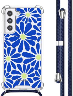 Imoshion Design hoesje met koord voor de Samsung Galaxy S21 FE - Cobalt Blue Flowers Connect Meerkleurig