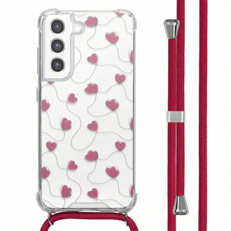 Imoshion Design hoesje met koord voor de Samsung Galaxy S21 FE - Dusty Rose Connected Hearts Meerkleurig
