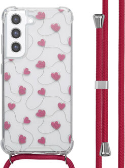 Imoshion Design hoesje met koord voor de Samsung Galaxy S21 FE - Dusty Rose Connected Hearts Meerkleurig