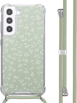 Imoshion Design hoesje met koord voor de Samsung Galaxy S21 FE - Smoke Green Flowers Meerkleurig