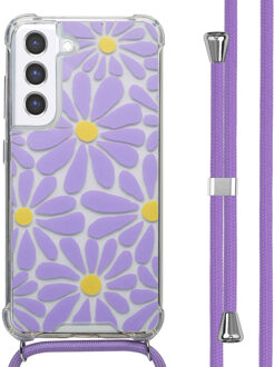 Imoshion Design hoesje met koord voor de Samsung Galaxy S21 FE - Tropical Violet Flowers Connect Meerkleurig