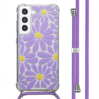 Imoshion Design hoesje met koord voor de Samsung Galaxy S21 FE - Tropical Violet Flowers Connect Meerkleurig