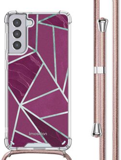 Imoshion Design hoesje met koord voor de Samsung Galaxy S21 Plus - Bordeaux Graphic Meerkleurig