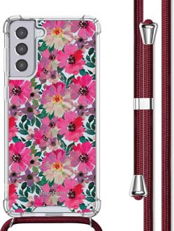 Imoshion Design hoesje met koord voor de Samsung Galaxy S21 Plus - Flower Water Meerkleurig