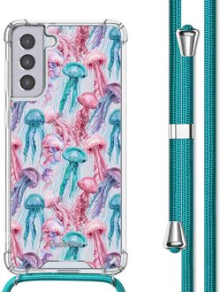 Imoshion Design hoesje met koord voor de Samsung Galaxy S21 Plus - Jellyfish Watercolor Meerkleurig