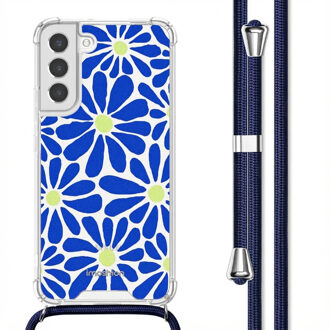 Imoshion Design hoesje met koord voor de Samsung Galaxy S22 Plus - Cobalt Blue Flowers Connect Meerkleurig
