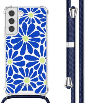 Imoshion Design hoesje met koord voor de Samsung Galaxy S22 Plus - Cobalt Blue Flowers Connect Meerkleurig