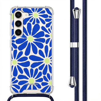 Imoshion Design hoesje met koord voor de Samsung Galaxy S23 - Cobalt Blue Flowers Connect Meerkleurig