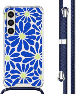 Imoshion Design hoesje met koord voor de Samsung Galaxy S23 - Cobalt Blue Flowers Connect Meerkleurig
