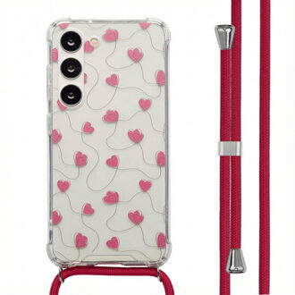 Imoshion Design hoesje met koord voor de Samsung Galaxy S23 - Dusty Rose Connected Hearts Meerkleurig