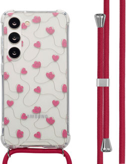 Imoshion Design hoesje met koord voor de Samsung Galaxy S23 - Dusty Rose Connected Hearts Meerkleurig