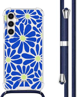 Imoshion Design hoesje met koord voor de Samsung Galaxy S23 FE - Cobalt Blue Flowers Connect Meerkleurig