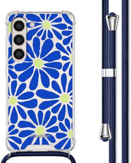 Imoshion Design hoesje met koord voor de Samsung Galaxy S23 Plus - Cobalt Blue Flowers Connect Meerkleurig