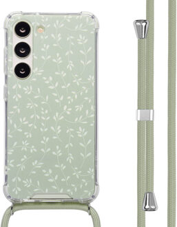 Imoshion Design hoesje met koord voor de Samsung Galaxy S23 - Smoke Green Flowers Meerkleurig