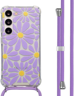Imoshion Design hoesje met koord voor de Samsung Galaxy S23 - Tropical Violet Flowers Connect Meerkleurig