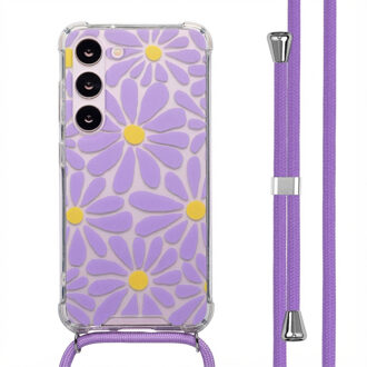 Imoshion Design hoesje met koord voor de Samsung Galaxy S23 - Tropical Violet Flowers Connect Meerkleurig