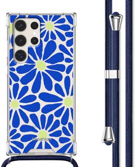 Imoshion Design hoesje met koord voor de Samsung Galaxy S23 Ultra - Cobalt Blue Flowers Connect Meerkleurig