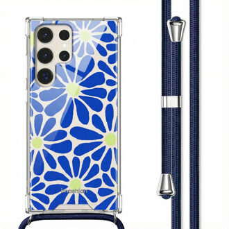 Imoshion Design hoesje met koord voor de Samsung Galaxy S23 Ultra - Cobalt Blue Flowers Connect Meerkleurig