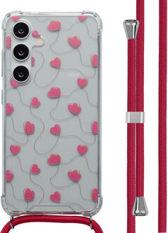 Imoshion Design hoesje met koord voor de Samsung Galaxy S24 - Dusty Rose Connected Hearts Meerkleurig