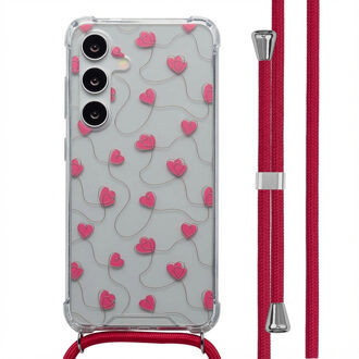 Imoshion Design hoesje met koord voor de Samsung Galaxy S24 - Dusty Rose Connected Hearts Meerkleurig