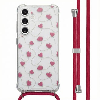 Imoshion Design hoesje met koord voor de Samsung Galaxy S24 FE - Dusty Rose Connected Hearts Meerkleurig