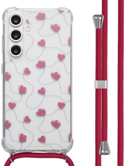 Imoshion Design hoesje met koord voor de Samsung Galaxy S24 FE - Dusty Rose Connected Hearts Meerkleurig