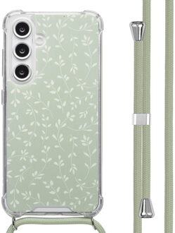 Imoshion Design hoesje met koord voor de Samsung Galaxy S24 FE - Smoke Green Flowers Meerkleurig
