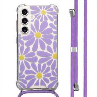 Imoshion Design hoesje met koord voor de Samsung Galaxy S24 FE - Tropical Violet Flowers Connect Meerkleurig