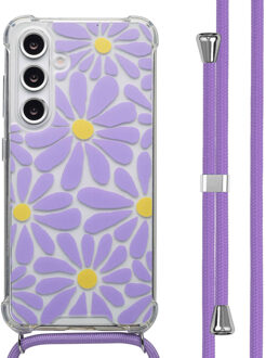 Imoshion Design hoesje met koord voor de Samsung Galaxy S24 FE - Tropical Violet Flowers Connect Meerkleurig