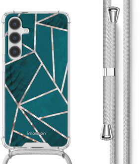 Imoshion Design hoesje met koord voor de Samsung Galaxy S24 - Petrol Green Graphic Meerkleurig