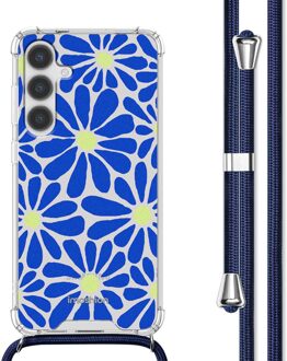 Imoshion Design hoesje met koord voor de Samsung Galaxy S24 Plus - Cobalt Blue Flowers Connect Meerkleurig
