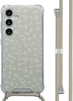 Imoshion Design hoesje met koord voor de Samsung Galaxy S24 - Smoke Green Flowers Meerkleurig